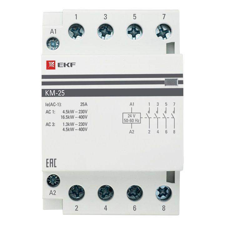  Контактор модульный 4NО 3мод. 24В AC КМ 25А PROxima EKF km-3-25-40-24v фото в каталоге от BTSprom.by