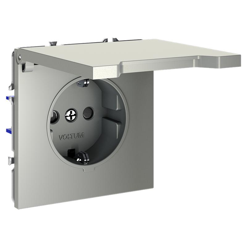  Розетка 1-м СП S70 16А с заземл. защ. шторки + крышка механизм шелк Voltum VLS040304 фото в каталоге от BTSprom.by