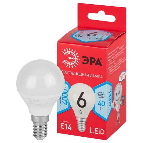 лампа светодиодная red line led p45-6w-840-e14 r 6вт p45 шар 4000к нейтр. бел. e14 эра б0052443 от BTSprom.by