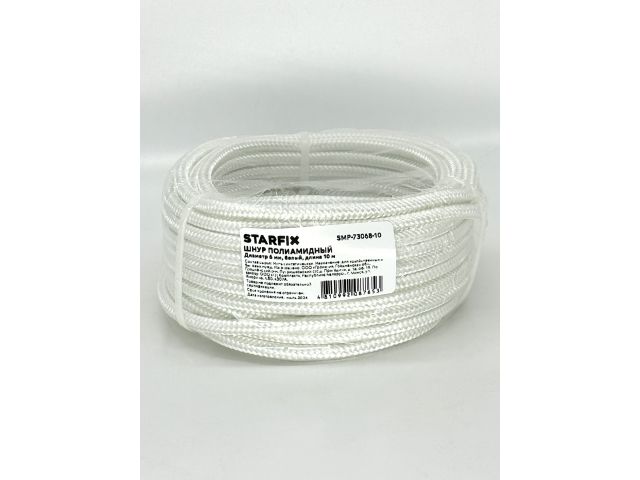 шнур полиамидный 6 мм белый моток 10 м starfix smp-73068-10 от BTSprom.by