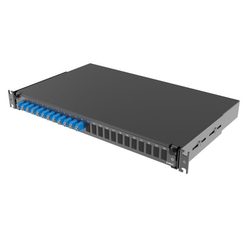 полка оптическая выдвижная 1u с адатерами 12 х duplex lc os2 в комплекте с лицевой панелью пигтейлами сплайс-кассет(ой/ами) и гильзами кдзс dkc rnfp9dlcu12 от BTSprom.by
