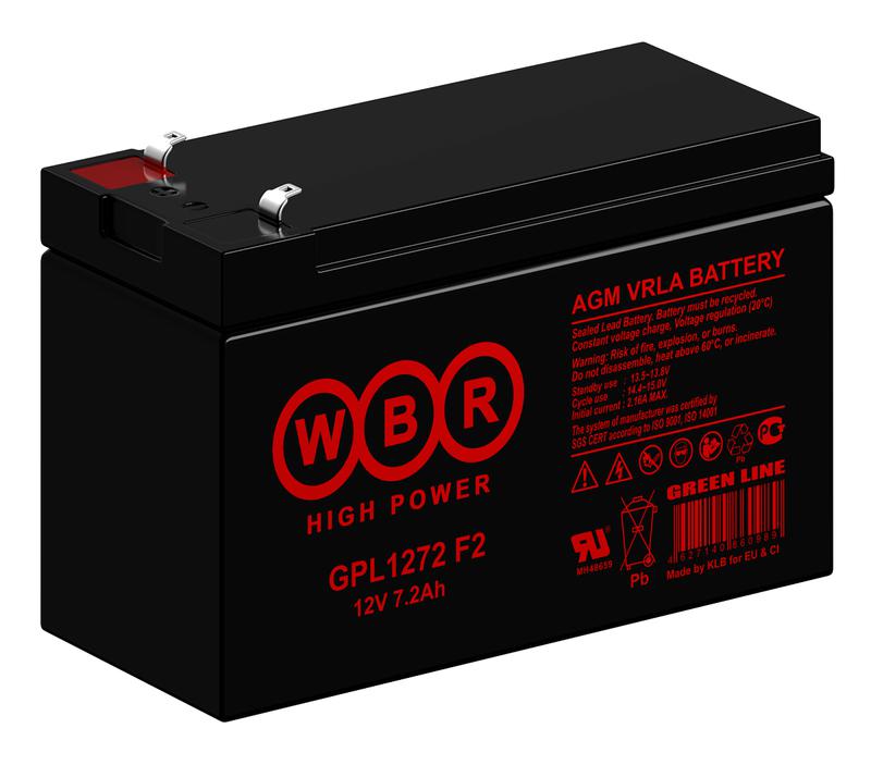  Аккумулятор 12В 7.2А.ч WBR GPL1272 F2 WBR фото в каталоге от BTSprom.by