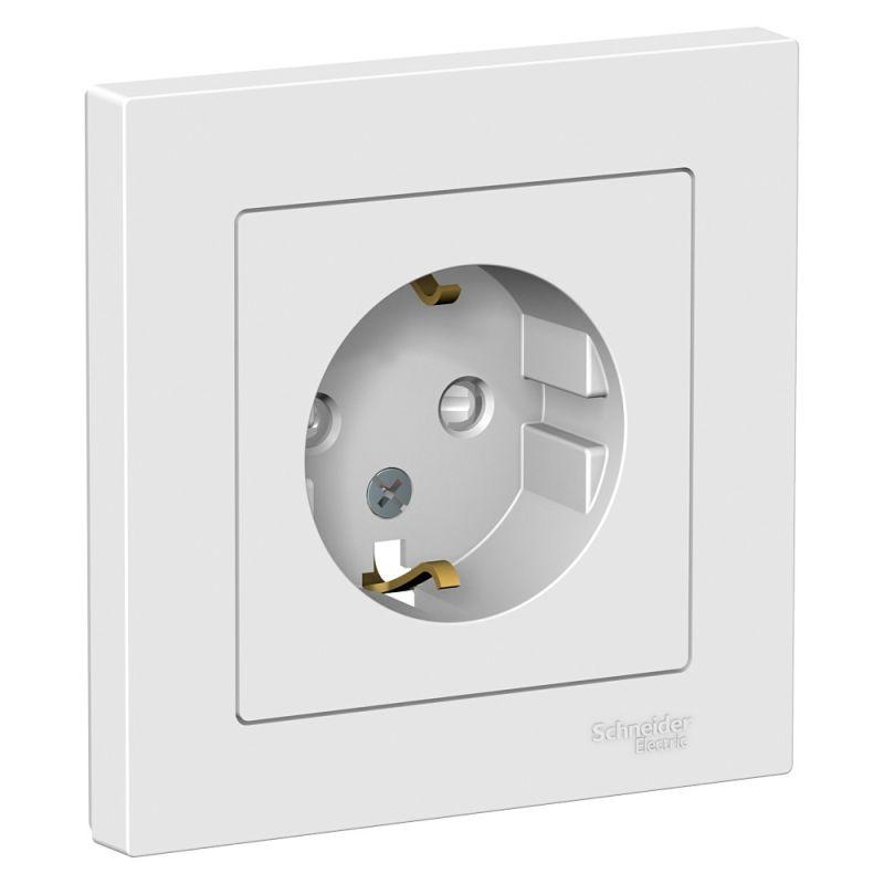 розетка 1-м сп atlasdesign 16а ip20 с заземл. защ. шторки в сборе бел. se atn000144 от BTSprom.by