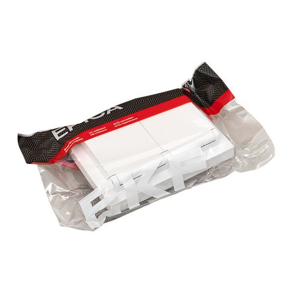  Розетка 2-м СП Эпика 16А IP44 с заземл. защ. шторки с рамкой с крышками механизм бел. EKF UP1-SOW-211-44 фото в каталоге от BTSprom.by