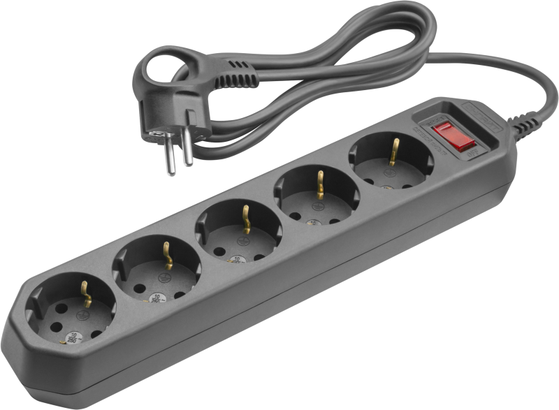 удлинитель с сетевым фильтром 5х3м 10а ip20 2.2квт пвс 3х0.75 с выкл. с инд. сети черн. онлайт 90780 от BTSprom.by