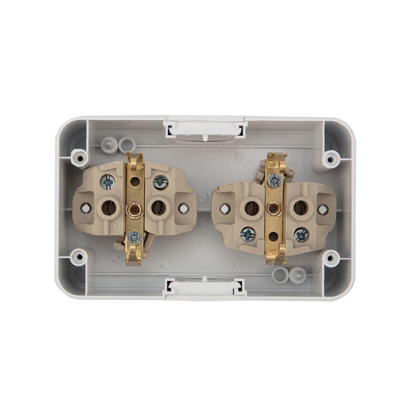  Блок ОП 2 розетки горизонт. Mini OG с заземл. керамика IP54 бел. Kranz KR-78-0607 фото в каталоге от BTSprom.by