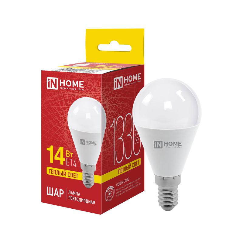 лампа светодиодная led-шар-vc 14вт шар 3000к e14 1330лм 230в in home 4690612063133 от BTSprom.by