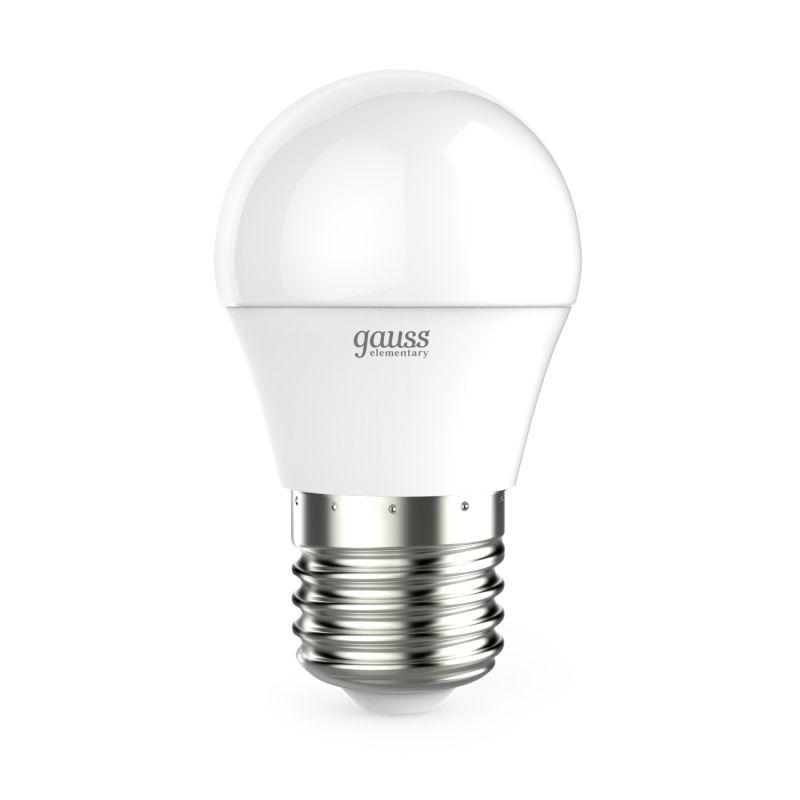 Лампа светодиодная Elementary 8Вт P45 шар 3000К тепл. бел. E27 520лм GAUSS 53218 фото в каталоге от BTSprom.by