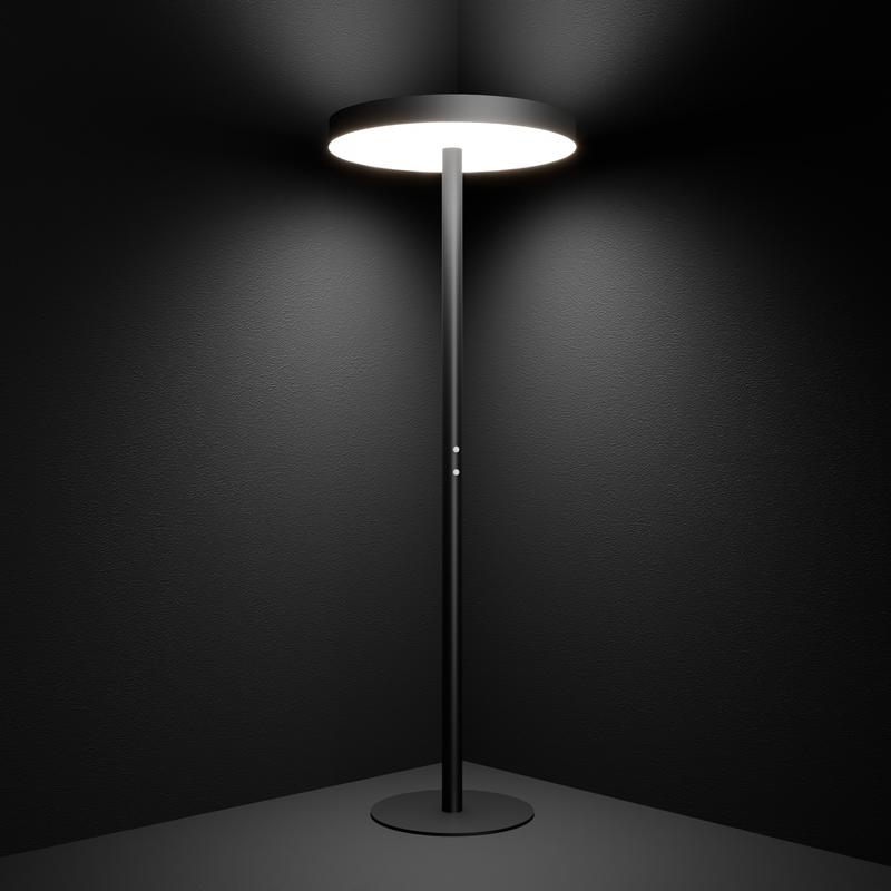 светильник светодиодный rve-lbx-cielo-updown-2150х600-t-dim 84вт 4000к 600х600х80мм торшер круг напольный стойка 2060х400мм dali черн. rvelektro rve00003331 от BTSprom.by