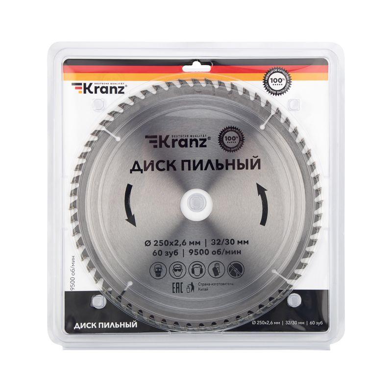  Диск пильный 250мм х60зуб х32/30мм Kranz KR-92-0129 фото в каталоге от BTSprom.by