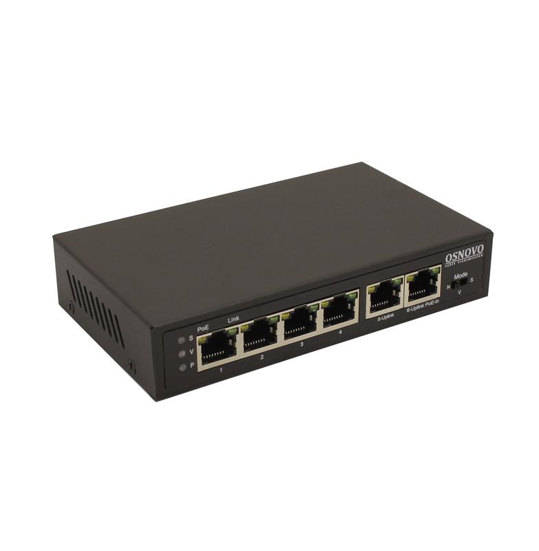 коммутатор poe/ удлинитель sw-20600/d fast ethernet на 6 портов с питанием по poe osnovo 13247 от BTSprom.by