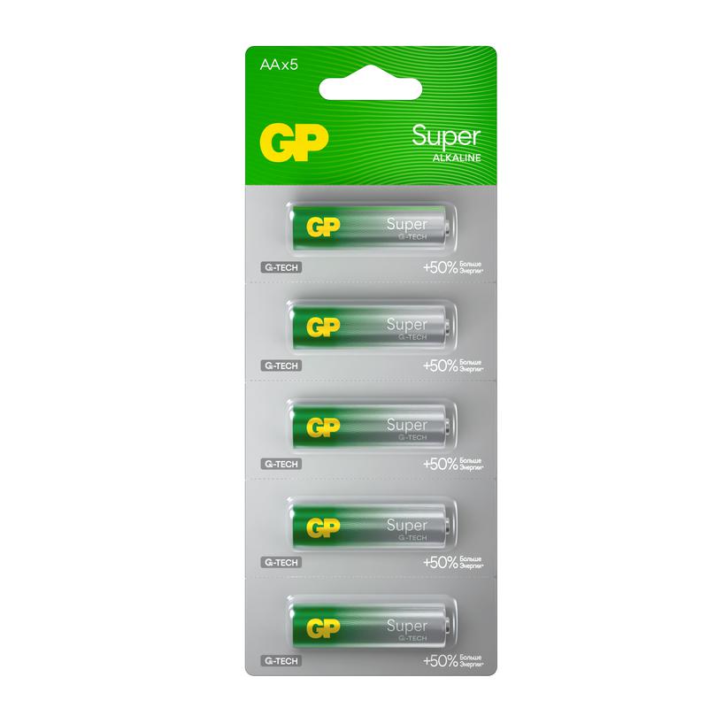 элемент питания алкалиновый aa/lr6 1.5в super alkaline g-tech (блист.5шт) gp 1290 от BTSprom.by