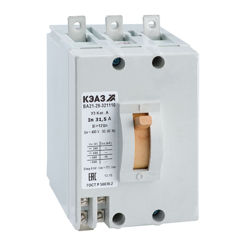 выключатель автоматический 3п 3.15а 12iн 10ка ва21-29-321810 у3 400в ac нр=220в ac/dc кэаз 144009 от BTSprom.by