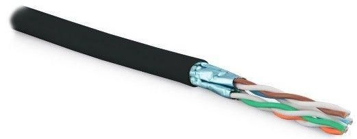 кабель витая пара экранир. ftp (f/utp) кат.6 4 пары 23 awg ож solid для внешн. прокладки lszh uftp4-c6-solid-outdoor-lszh-bk-500 (500м) черн. hyperline 227934 от BTSprom.by