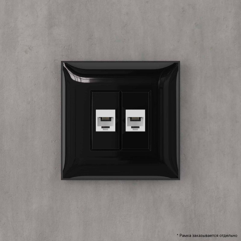  Розетка телефонная 2-м СП Avanti "Черный квадрат" RJ12 без шторок механизм DKC 4402614 фото в каталоге от BTSprom.by