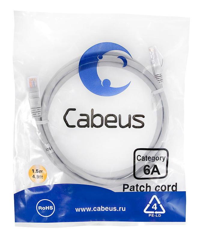 патч-корд u/utp кат.6a pc-utp-rj45-cat.6a-1.5m-lszh 2xrj45/8p8c неэкранир. lszh (10g) 1.5м сер. cabeus 7895c от BTSprom.by
