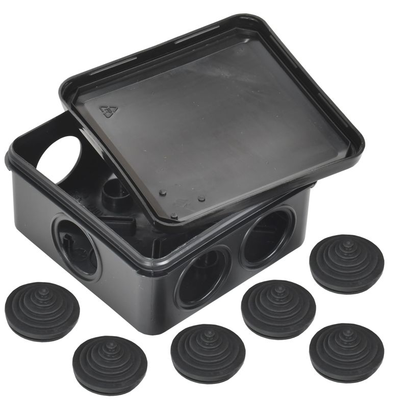  Коробка распаячная ОП 100х100х50 IP44 КМ41255 6 гермовводов черн. IEK UKO21-100-100-050-K02-44 фото в каталоге от BTSprom.by