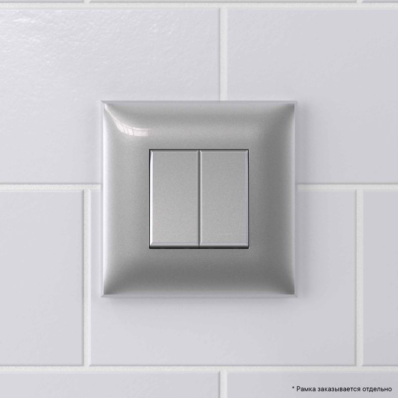  Выключатель 2-кл. 2мод. СП Avanti "Закаленная сталь" 16А сер. DKC 4404104 фото в каталоге от BTSprom.by