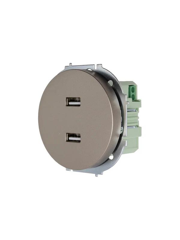  Розетка 2-м СП OSEN USB разъем механизм титан LEZARD 743-3788-192 фото в каталоге от BTSprom.by
