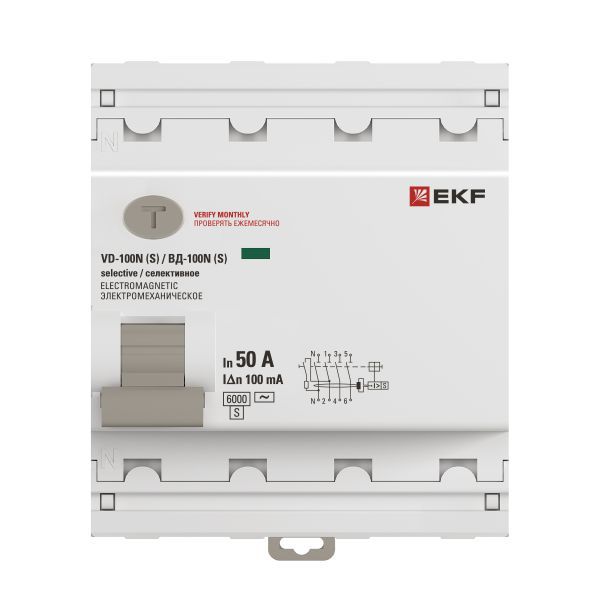  Выключатель дифференциального тока 4п 50А 100мА тип AC 6кА ВД-100N (S) электромех. PROxima EKF E1046MS50100 фото в каталоге от BTSprom.by