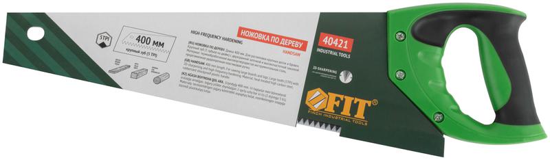  Ножовка по дереву крупный каленый зуб 5 TPI 2D заточка пластиковая прорезиненная ручка 400мм FIT 40421 фото в каталоге от BTSprom.by
