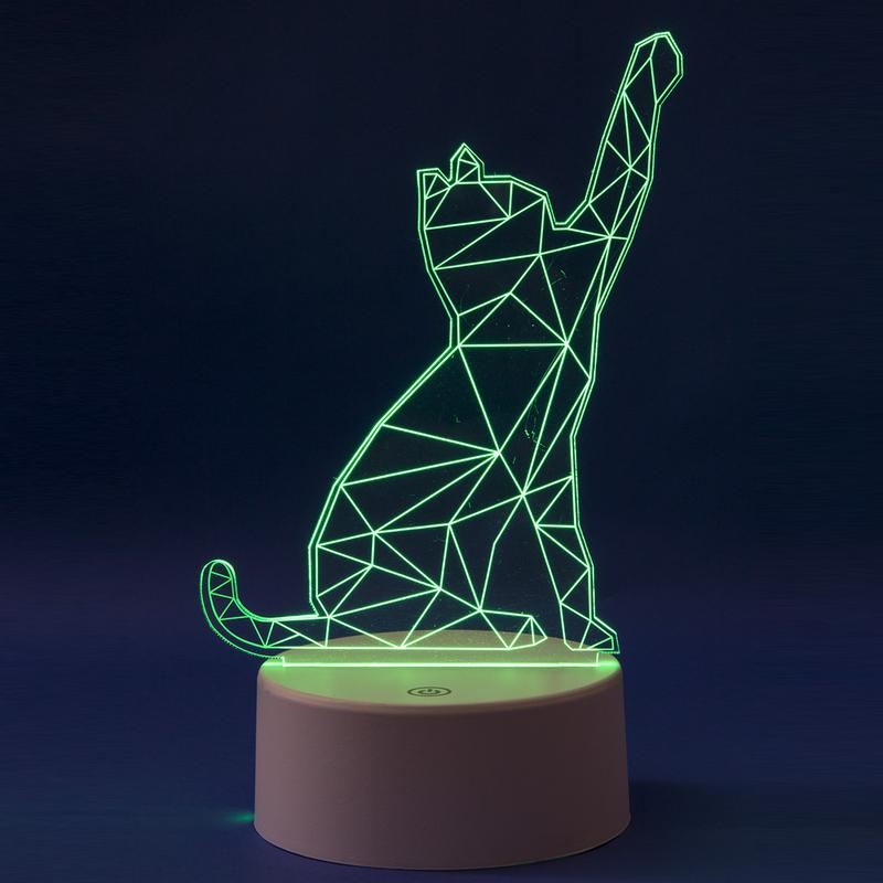 светильник uli-m501 rgb/3aaa catty/white с эффектом 3d «кошка» 3aaa (не в/к) 1 светодиод. rgb свет. usb кабель в/к uniel ul-00007419 от BTSprom.by