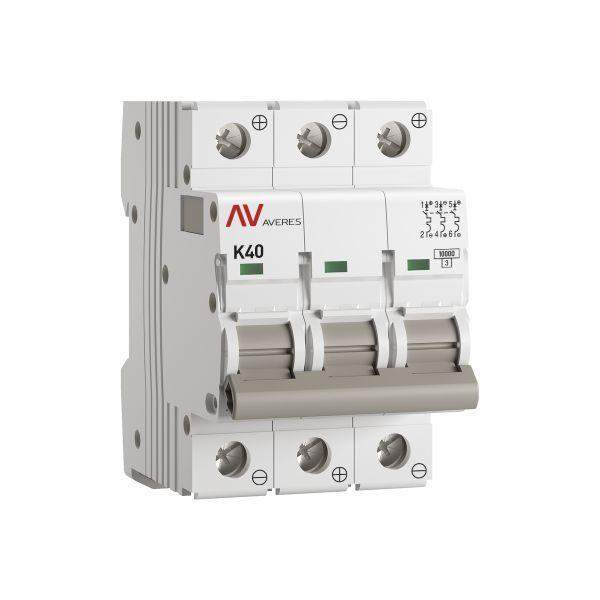 выключатель автоматический модульный 3п k 40а 10ка av-10 dc averes ekf mcb10-dc-3-40k-av от BTSprom.by