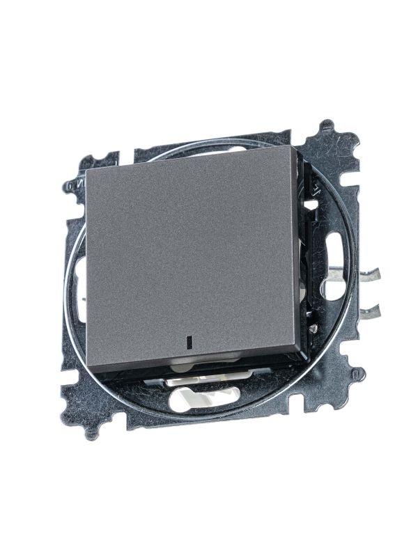 выключатель 1-кл. сп levit ip20 с подсветкой сталь/дым. черн. abb 2chh590146a6069 от BTSprom.by
