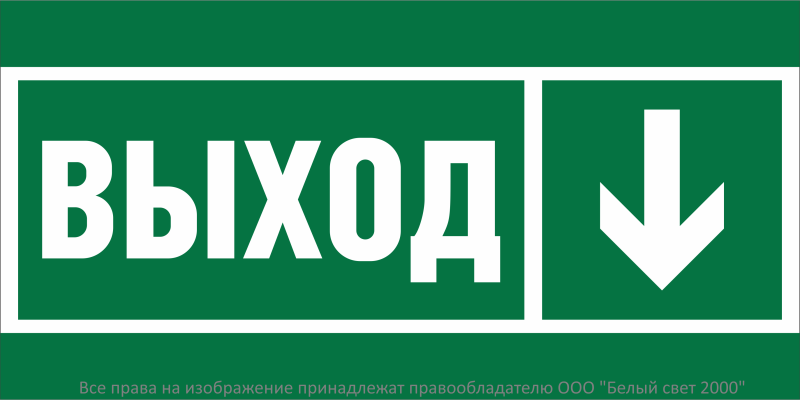 знак безопасности bl-3015b.e29 "направление к эвакуационному выходу вниз" белый свет a29218 от BTSprom.by