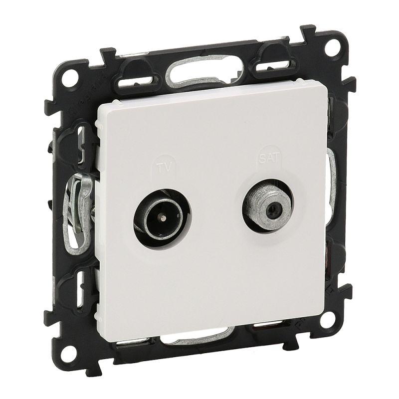 розетка телевизионная проходная tv/sat 2-м valena life 1.5дб/14дб 5-862мгц/950-2400мгц с лицев. панелью механизм бел. leg 753463 от BTSprom.by