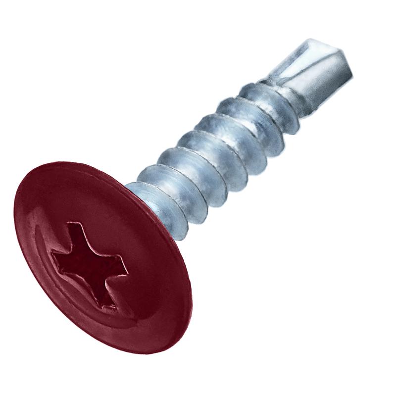 саморез металл-металл 4.2х19 прессшайба сверло ral 3005 вин./красн. (европодвес) (уп.20шт) стройметиз 2530161 от BTSprom.by