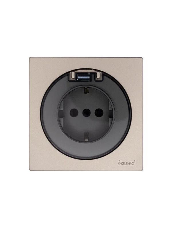  Розетка 1-м СП OSEN IP44 с заземл. с крышкой ПБТ механизм титан LEZARD 743-3788-123BIPCH фото в каталоге от BTSprom.by