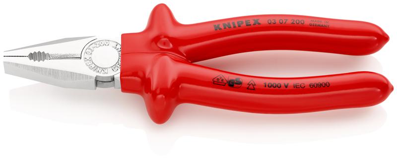 плоскогубцы комбинированные vde l-200мм диэлектрические хром. knipex kn-0307200 от BTSprom.by