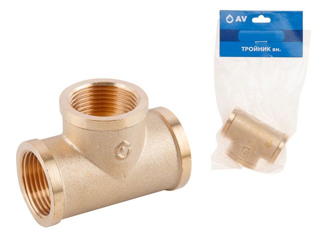тройник 1/2" вн.-вн.-вн., av engineering (инд. упак.) (латунь, макс.  16 бар, макс.  110 °с) ave306001 от BTSprom.by