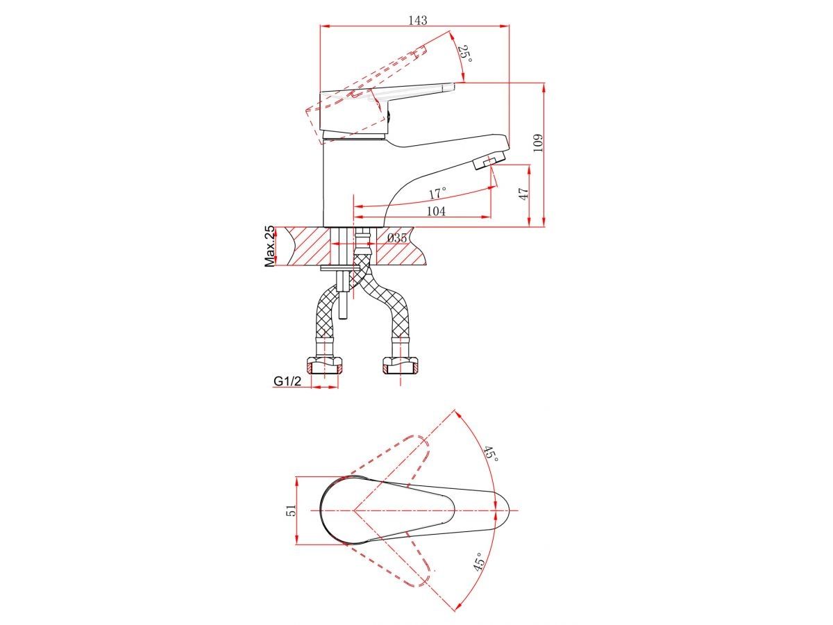  Смеситель для умывальника (Lt) D40, серия Crocus хром, a-five (Излив: длина 104 мм, высота 47 мм, монолитный) A5-0121 фото в каталоге от BTSprom.by