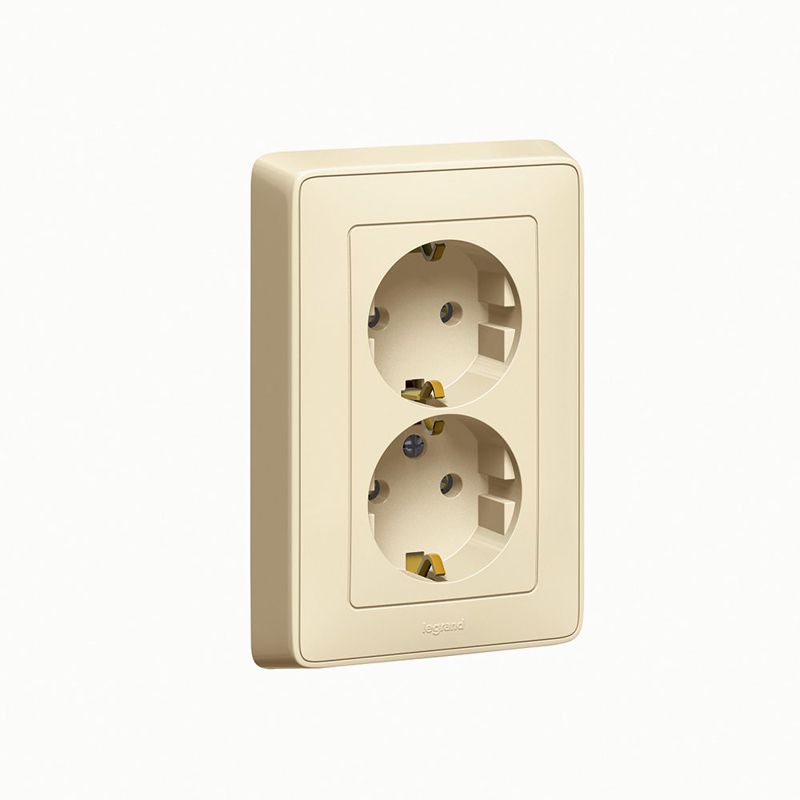 розетка 2-м сп cariva 16а ip20 2х2p+e немецк. стандарт сл. кость (diy-упак.) leg 695918 от BTSprom.by
