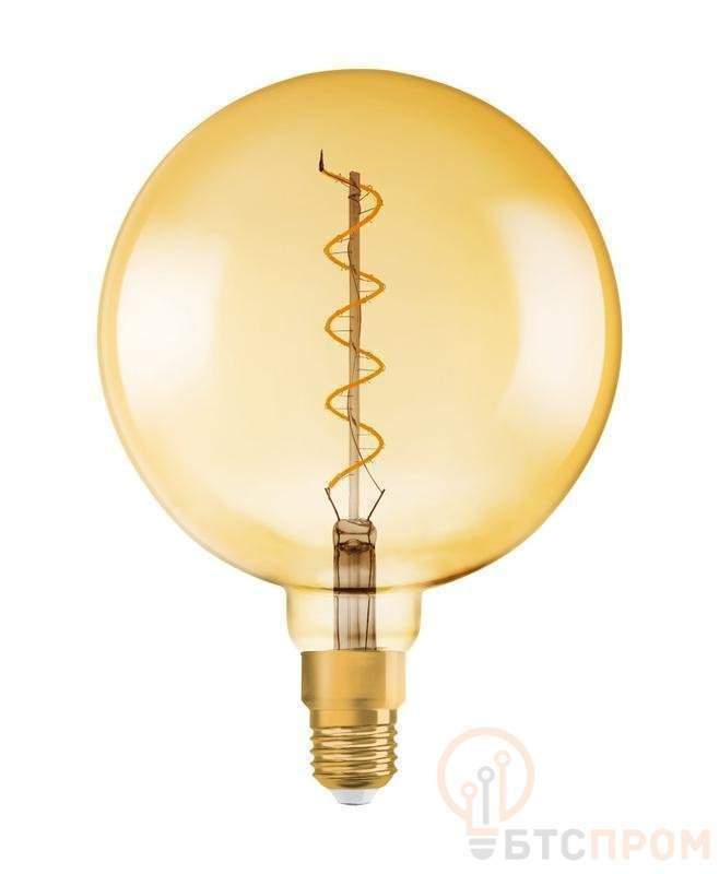 лампа светодиодная филаментная vintage 1906 led dim cl globe200 fil gold 28 dim 5w/820 5вт тепл. бел. e27 (замена 28вт) диммир. зол. osram 4058075269729 от BTSprom.by