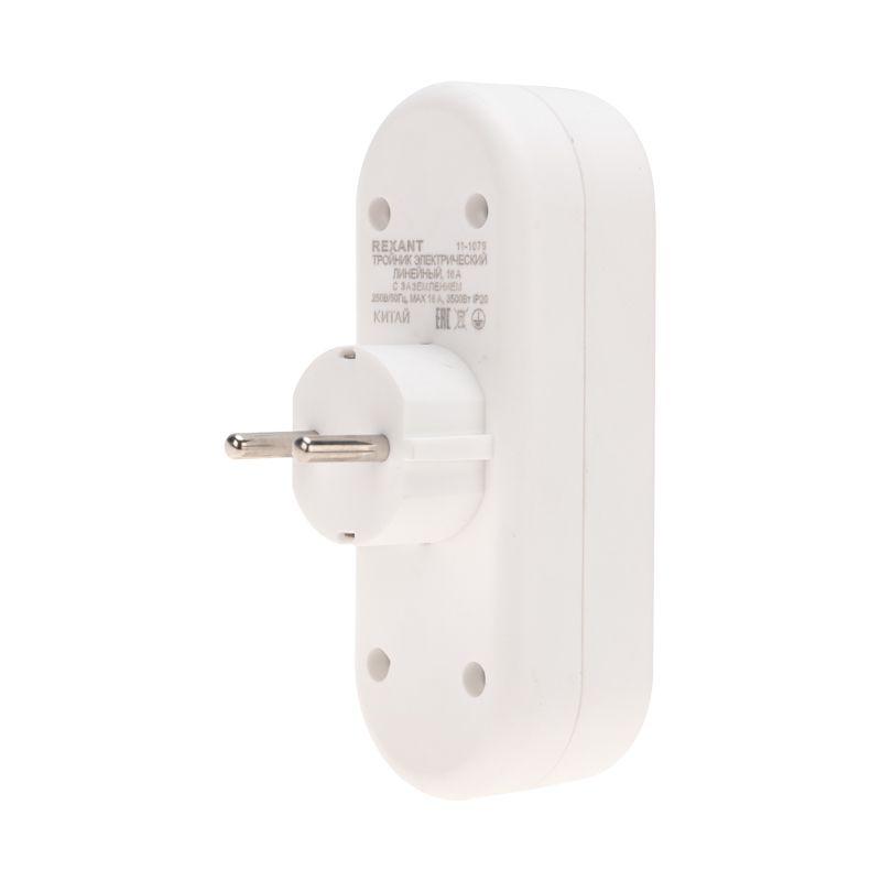  Разветвитель 3-м с заземл. 16А IP20 линейный бел. Rexant 11-1079 фото в каталоге от BTSprom.by
