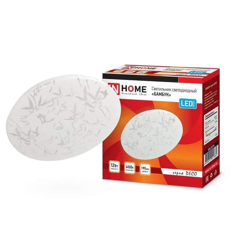 светильник светодиодный deco 12вт 230в 4000к 1080лм 210х65мм бамбук in home 4690612021881 от BTSprom.by