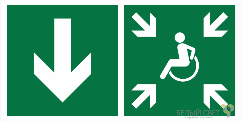 знак безопасности bl-3517.e79"указ. двери пункта сбора(безоп.зоны)мгн(лев.)" белый свет a20075 от BTSprom.by