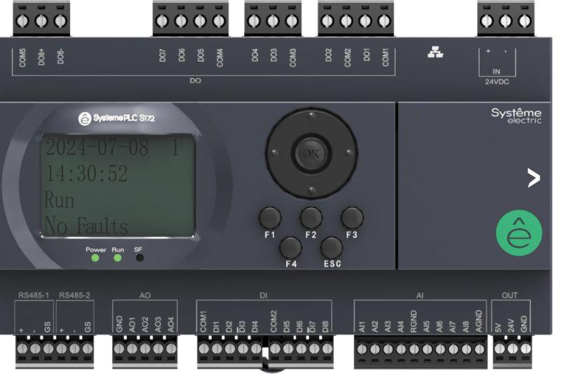 контроллер логический программируемый s172 24в dc дисплей 28 io: 8 di; 8 do (транзистор); 8 ai; 4 ao 2хrs485 1хrj45 se sm172ps11bdt от BTSprom.by