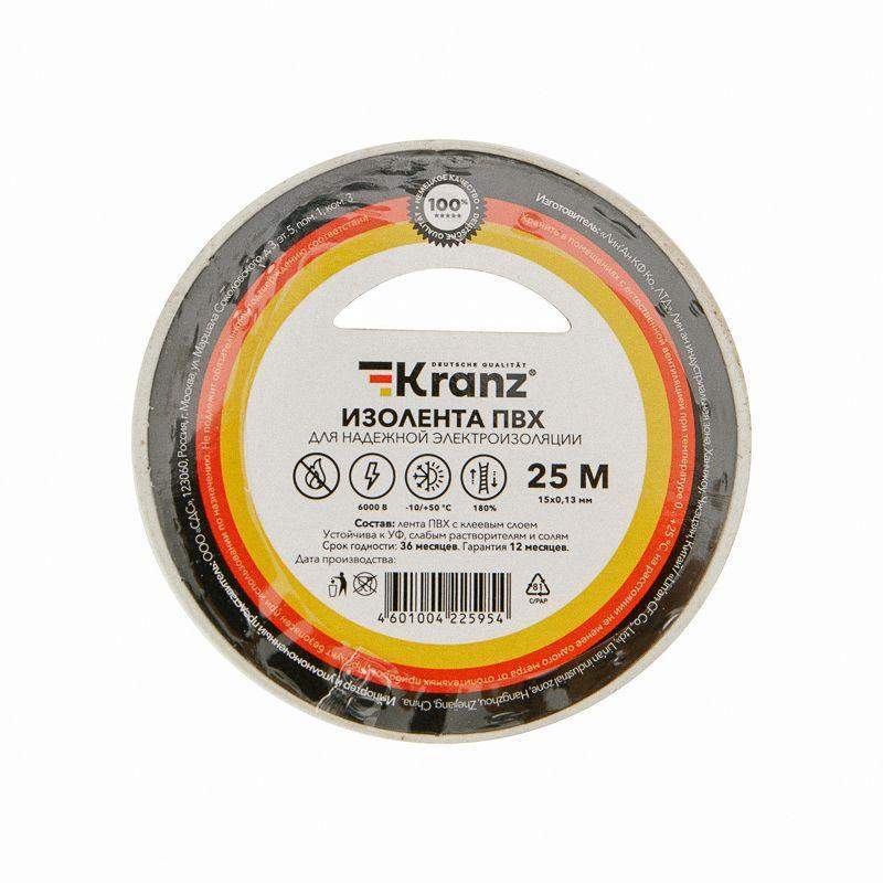 изолента пвх 0.13х15мм 25м бел. kranz kr-09-2101 от BTSprom.by