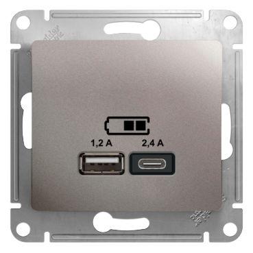 розетка usb glossa тип a+c 5в/2.4а 2х5в/1.2а механизм платина se gsl001239 от BTSprom.by