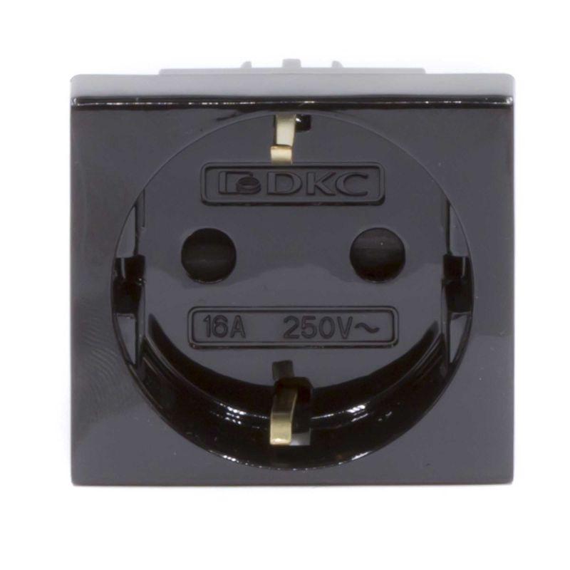 розетка 1-м 2мод. viva 16а ip20 2p+e с заземл. защ. шторки черн. dkc 45205 от BTSprom.by