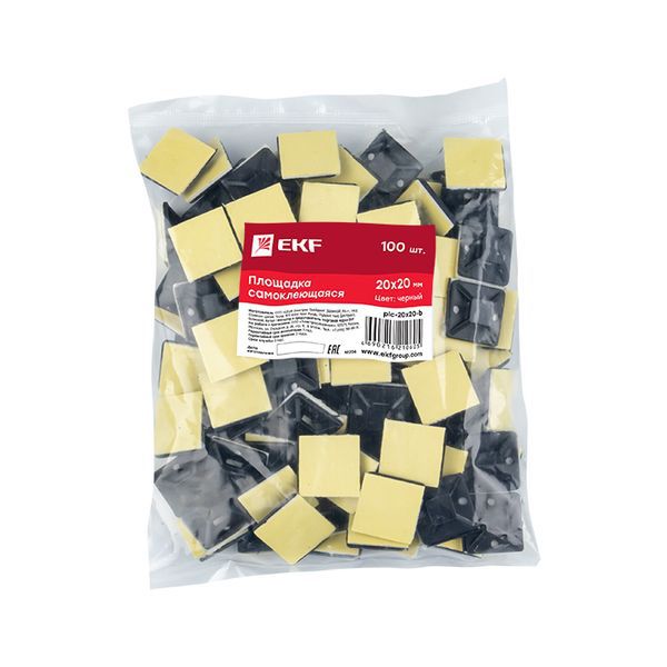  Площадка самоклеящаяся 20х20мм черн. (уп.100шт) EKF plc-20x20-b фото в каталоге от BTSprom.by
