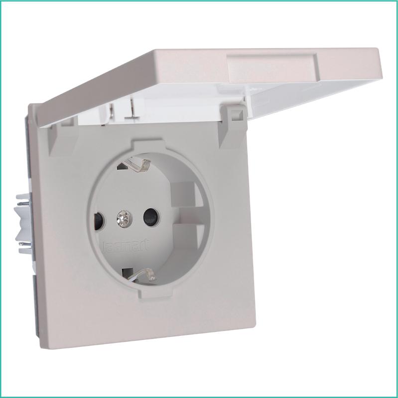 розетка 1-м сп fd shuko 16а ip20 с заземл. защ. шторки с крышкой механизм тауп матов. soft touch jasmart fd5505ptm от BTSprom.by