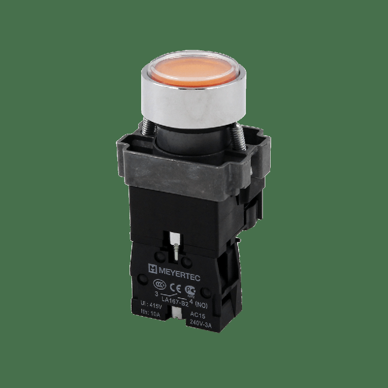 кнопка плоская с подсветкой 220в ac/dc 1no ip67 металл mtb2-bwf3561 желт. овен 132654 от BTSprom.by