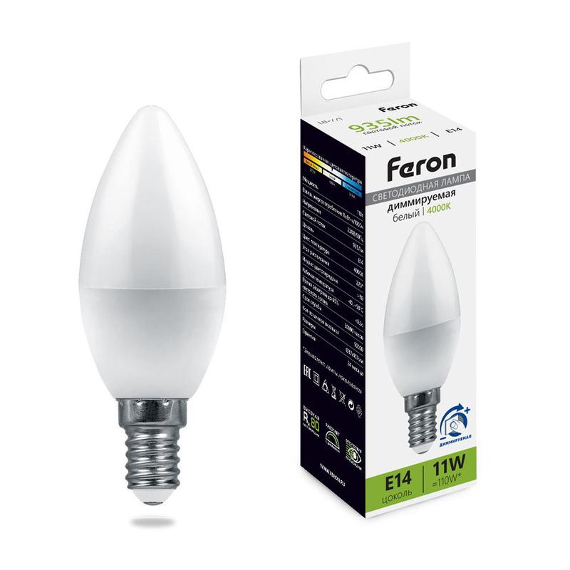 лампа светодиодная диммируемая 11вт 230в e14 4000к с37 lb-771 feron 51056 от BTSprom.by