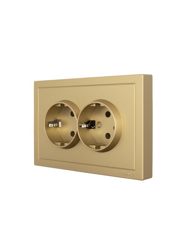  Розетка 2-мест. с/з СП ZIMA IP20 16А ПБТ безвинт. зажим зол. LEZARD 704-3600-127BQC фото в каталоге от BTSprom.by