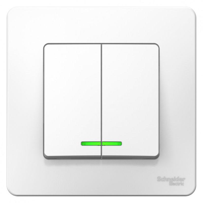  Выключатель 2-кл. СП Blanca 6А IP20 (сх. 5) 250В с подсветкой бел. SE BLNVS006511 фото в каталоге от BTSprom.by